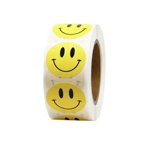1 INCHES 2 Rolls 1000 pcs count Smiley Face Emoji Thank You Label Stickers